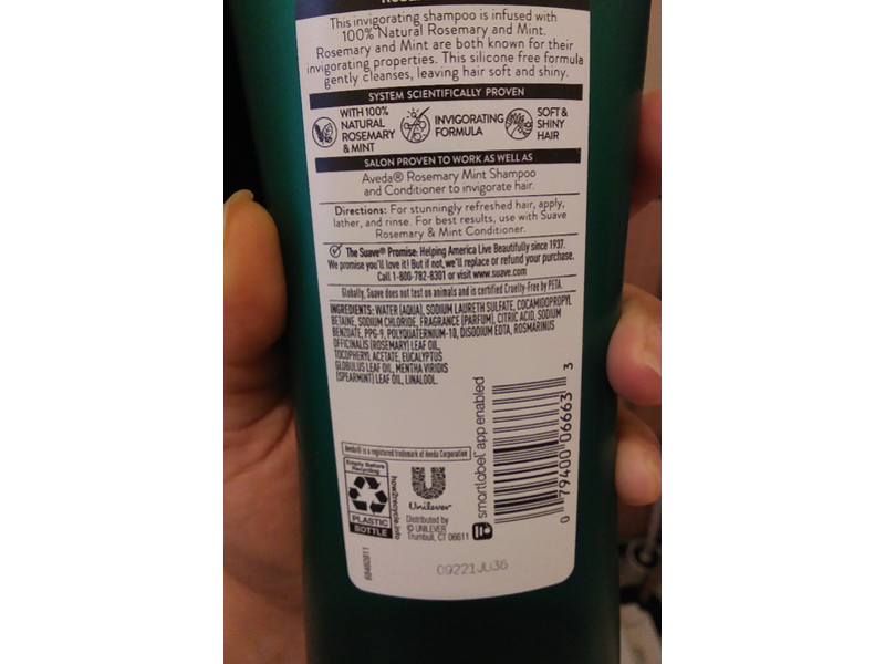 Suave Invigorating Shampoo, Rosemary & Mint, 12.5 fl oz.373 mL