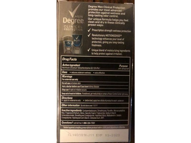 Degree Men Clinical Protection Antiperspirant, Clean, 1.7 oz/48 g