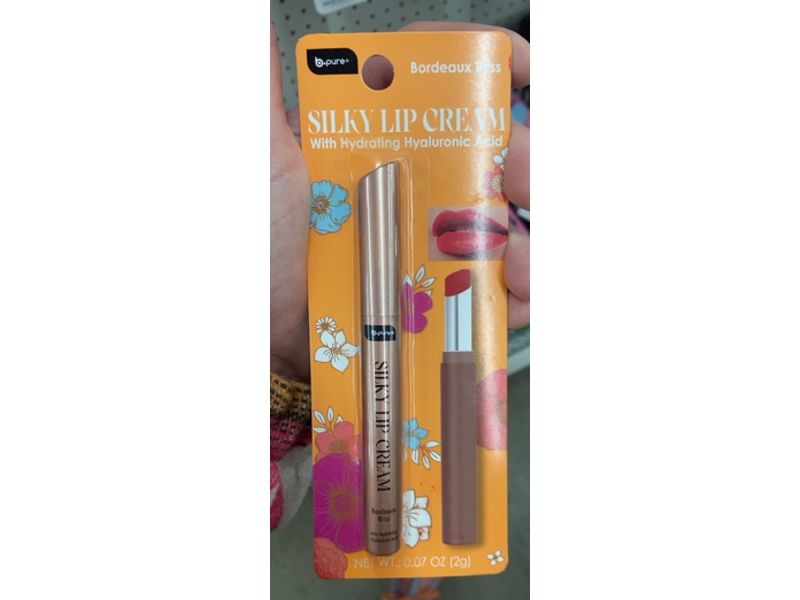 B-pure Silky Lip Cream, Hydrating Hyaluronic Acid, Bordeaux Bliss, 0.07 oz/2 g