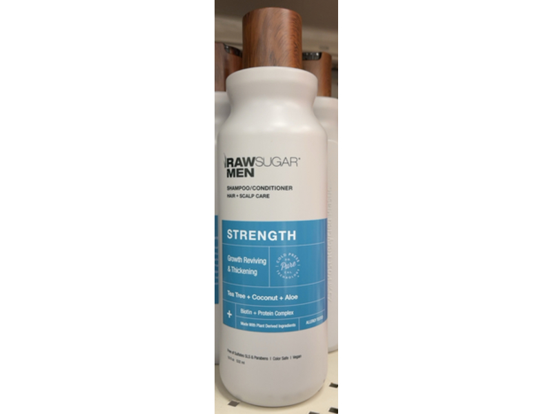 Raw Sugar Men Strength Shampoo & Conditioner, Tea Tree + Coconut + Aloe, 18 fl oz/532 mL