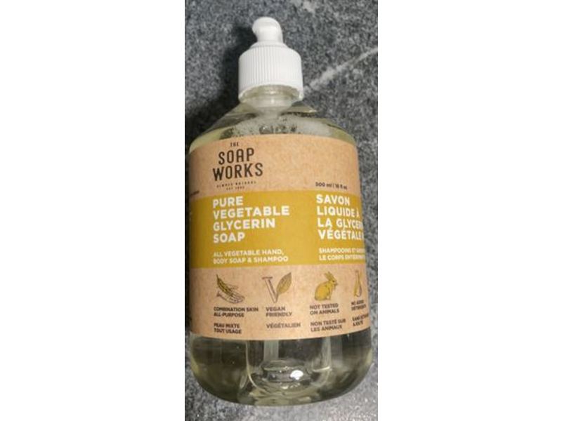 The Soap Works Pure Vegetable Glycerin Soap, 500 mL