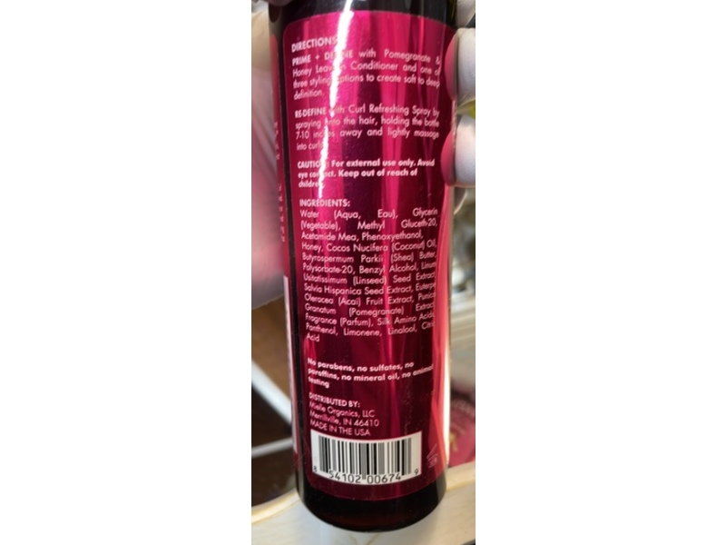 Mielle Curl Refreshing Spray, Pomegranate & Honey, 8 fl oz/240 mL