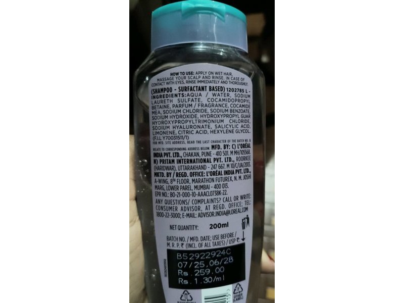 L'Oreal Paris Hyaluron Pure Purifying Shampoo, 200 mL