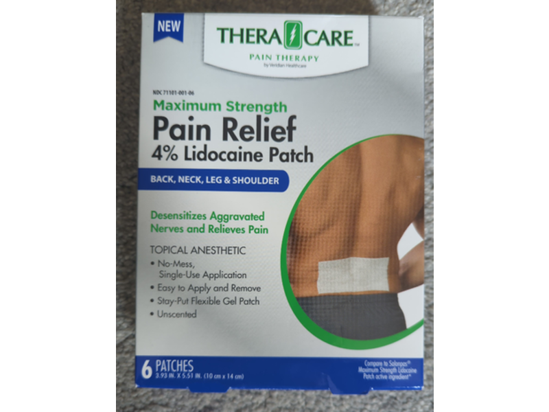 Thera Care Maximum Strength Pain Relief Patch, 4% Lidocaine, 6 Count