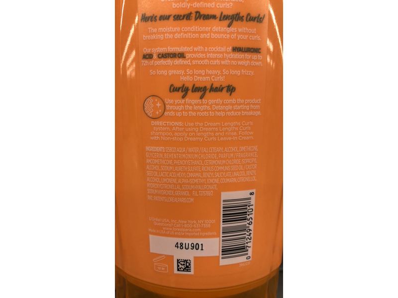 L'Oreal Paris Elvive Dream Lengths Curls Moisture Seal Conditioner, 12.6 fl oz/375 mL