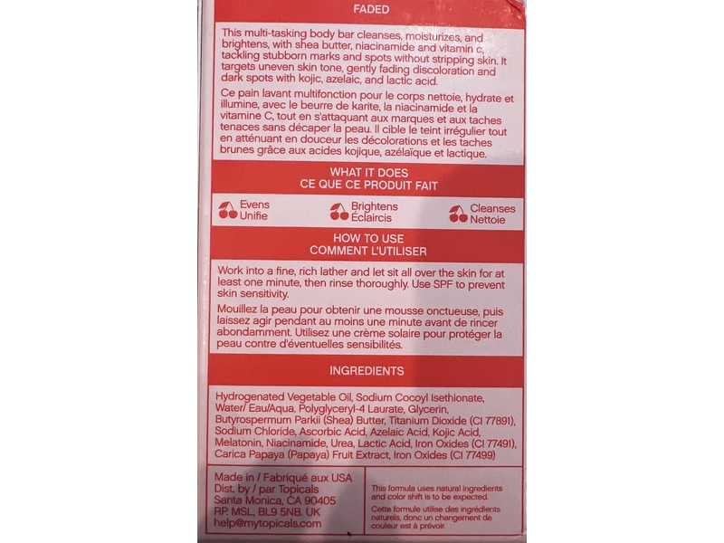 Topicals Faded Brightening & Cleansing Bar, 3.5 oz/100 g, 2 Count