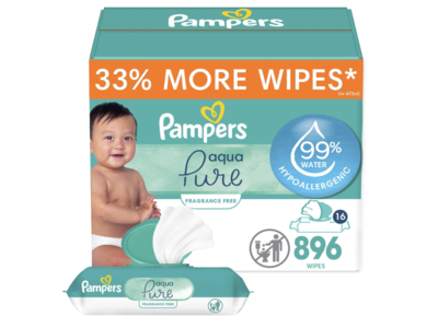 Pampers Aqua Pure Baby Wipes, 896 Wipes
