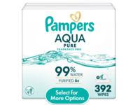 Pampers Aqua Pure Baby Wipes, Fragrance Free, 392 Count - Image 2