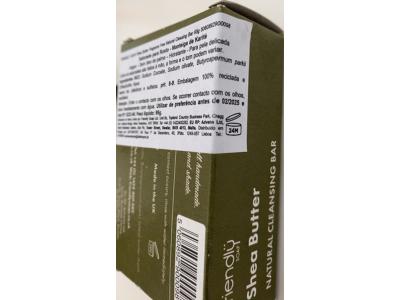 Friendly Soap Natural Handmade Facial Cleansing Bar, Shea Butter, 95 g