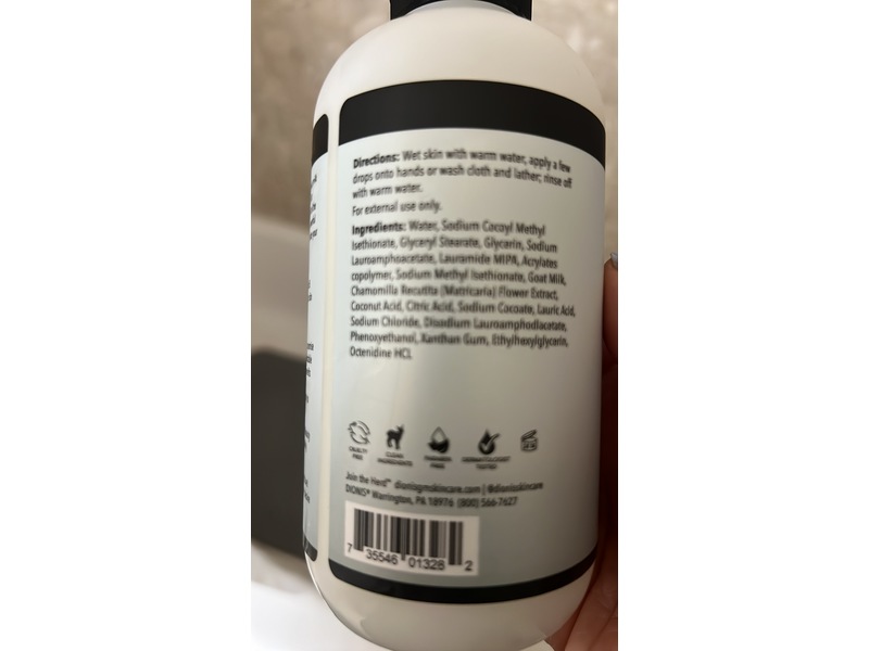 Dionis Bath & Shower Goat Milk Crème, Unscented, 14.5 fl oz/429 mL