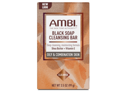 Ambi Skincare Black Soap Cleansing Bar Soap, 3.5 oz/99 g