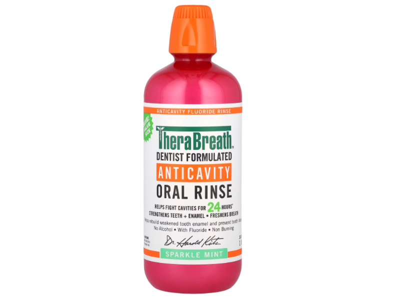 TheraBreath Anti Cavity Oral Rinse, Sparkle Mint, 33.8 fl oz/1 L
