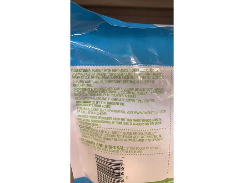 Simple Truth Dishwashing Detergent Packs, Free & Clear, 18 Count