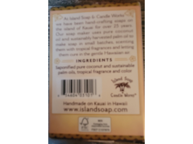Island Soap & Candle Works Handcrafted Coconut Oil Soap, Pineapple Passion Fruit, 2 oz