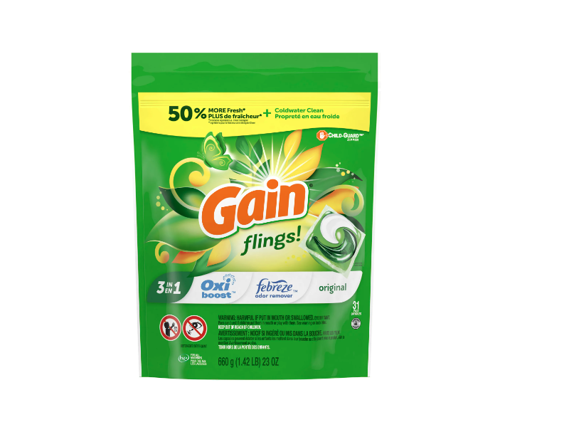 Gain flings Laundry Detergent Soap Pacs, Original, 31 Count