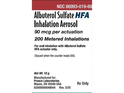 Albuterol Sulfate HFA Inhalation Aerosol 90 mcg, 18 g, Prasco (Rx)