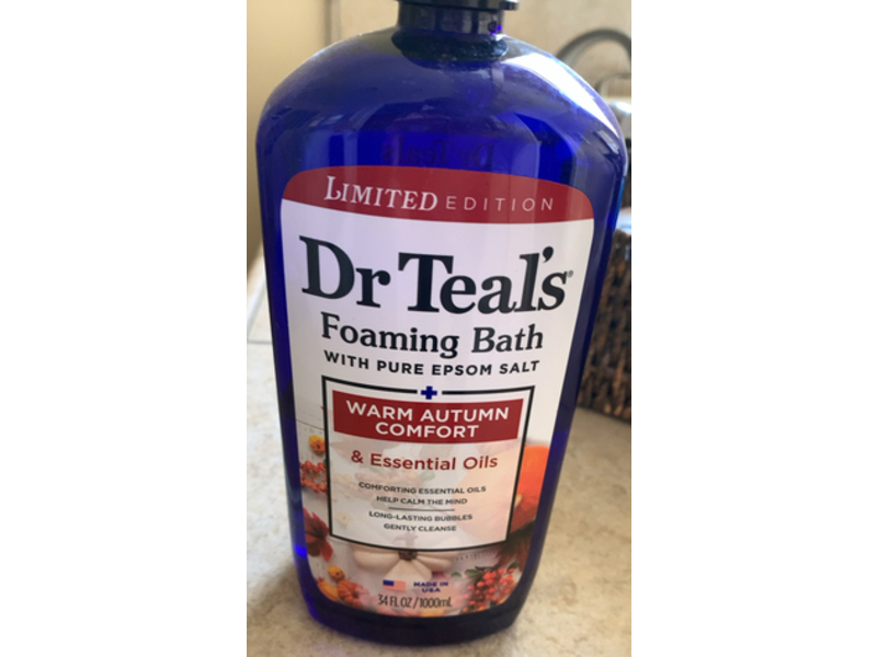 Dr Teal's Warm Autumn Comfort Pure Foaming Bath, Epsom Salt, 34 fl oz/1000 mL