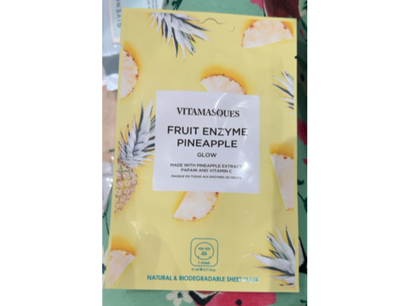 Vitamasques Fruit Enzyme Sheet Mask, Pineapple, 0.71 fl oz/21 mL