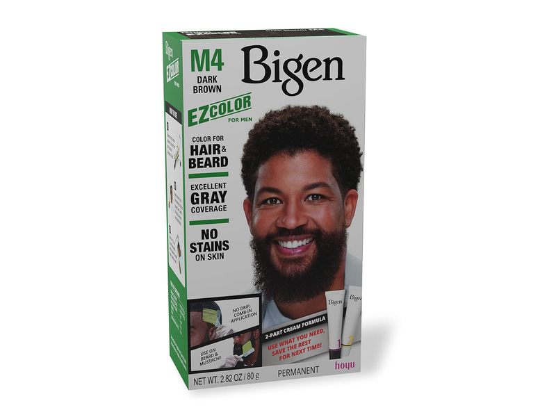 Bigen Ez Hair & Beard Permanent Color, M4 Dark Brown, 2.82 oz/80 g, 3 Pack