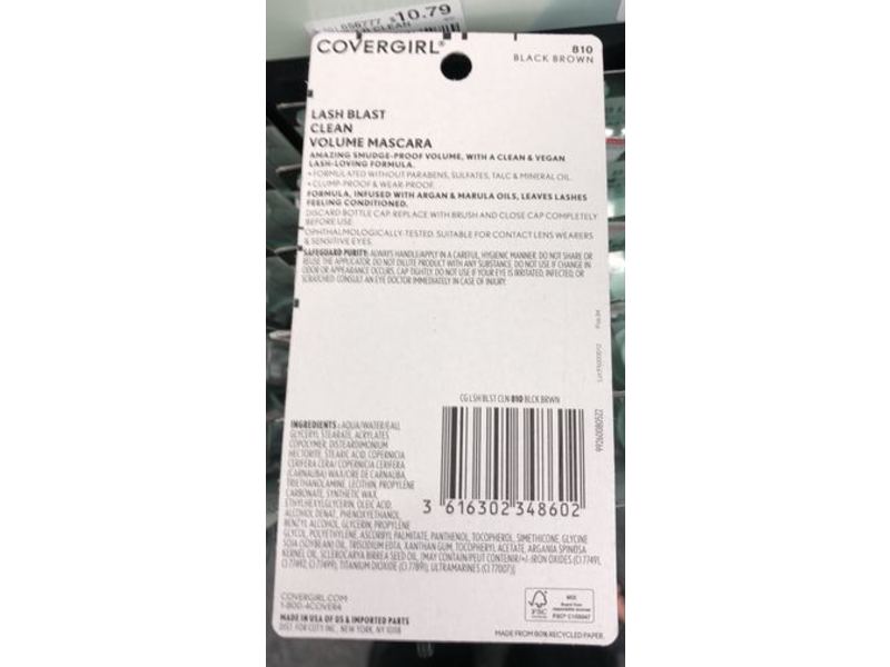 Covergirl Lash Blast Clean Volume Mascara, 810 Black Brown, 0.44 fl oz / 13.1 mL