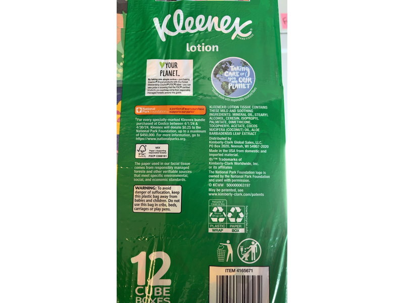 Kleenex 3 in 1 Lotion Tissues, 1020 Count, 12 Cube Boxes