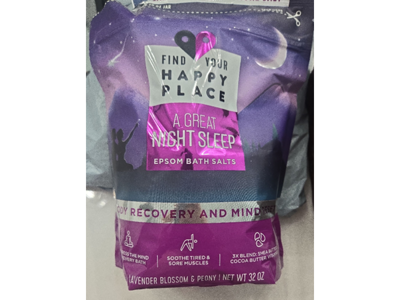 Find Your Happy Place A Great Night Sleep Epsom Bath Salts, Lavender Blossom & Peony, 32 oz