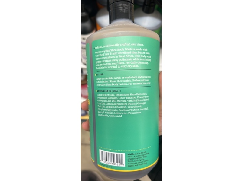 Alaffia Everyday Shea Body Wash, Eucalyptus Mint, 32 fl oz/946 mL