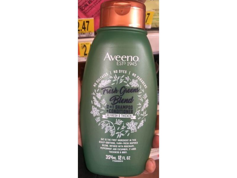 Aveeno 2-In-1 Shampoo + Conditioner, Fresh Greens Blend, 12 fl oz/354 mL