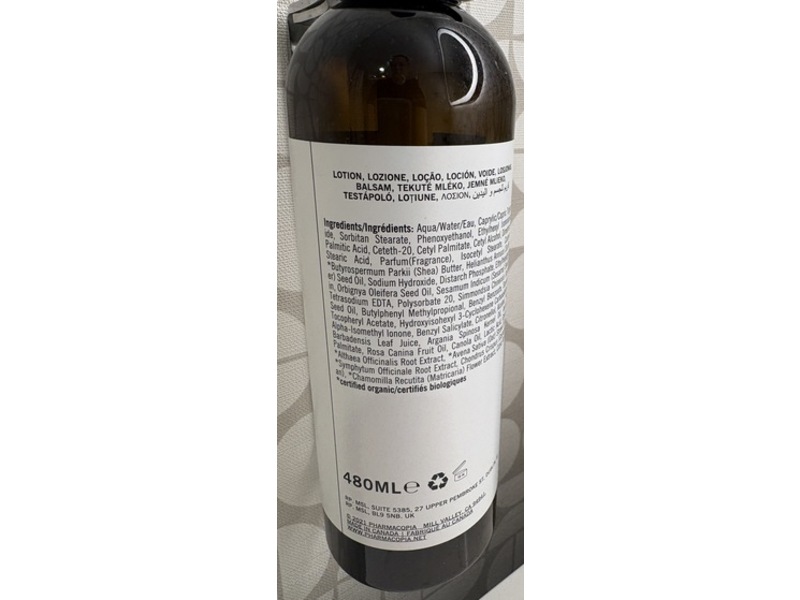 Pharmacopia Natural Bodycare Body Lotion, Aloe Vera, Argan Oil, 16.2 fl oz/480 mL