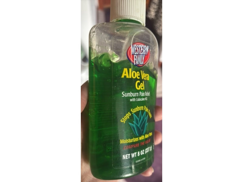 Western Family Sunburn Pain Relief Gel, Aloe Vera, 8 oz/227 g