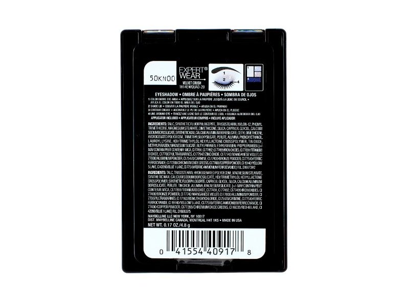Maybelline New York Expert Wear Eyeshadow Quads, Velvet Crush, 0.17 oz/4.8 g