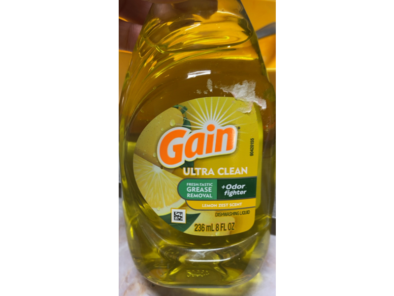 Gain Ultra Clean Dishwashing Liquid, Lemon Zest Scent, 8 fl oz/236 mL