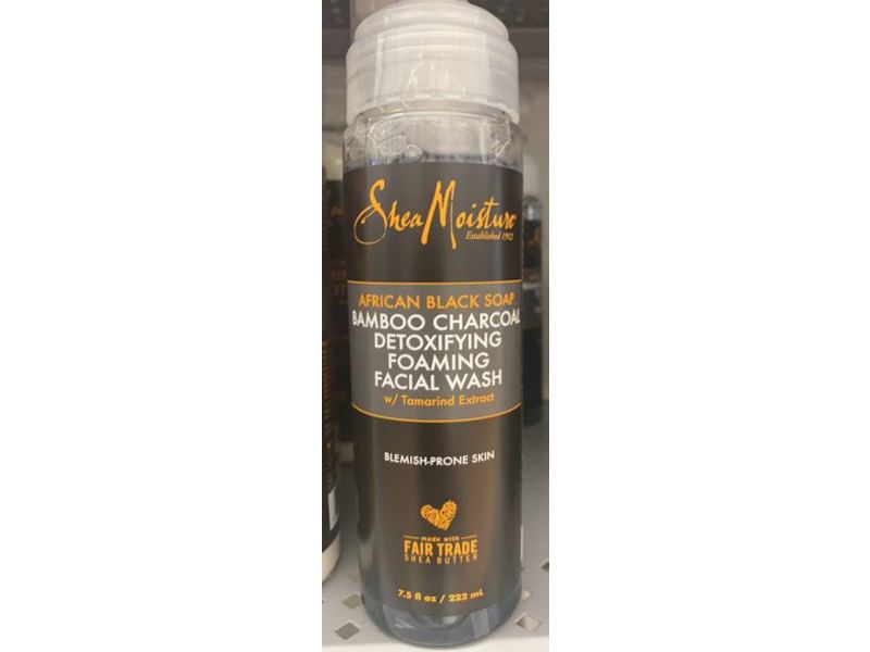 SheaMoisture Bamboo Charcoal Detoxifying Foaming Facial Wash, African Black Soap, 7.5 fl oz/222 mL