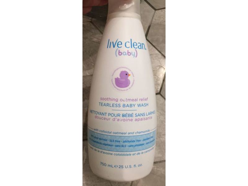 Live Clean Baby Soothing Oatmeal Relief Tearless Baby Wash, 25 fl oz/750 mL