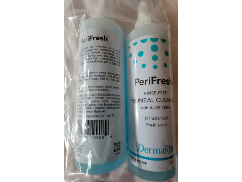 Dermarite Perifresh Perineal Cleanser, Aloe Vera, Rinse-Free, Fresh Scent, 7.5 fl oz/222 mL, Pack Of 2