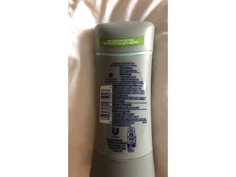 Degree Odor Protect 0% Deodorant, Revitalizing Botanicals, 2.6 oz/74 g, Pack Of 4