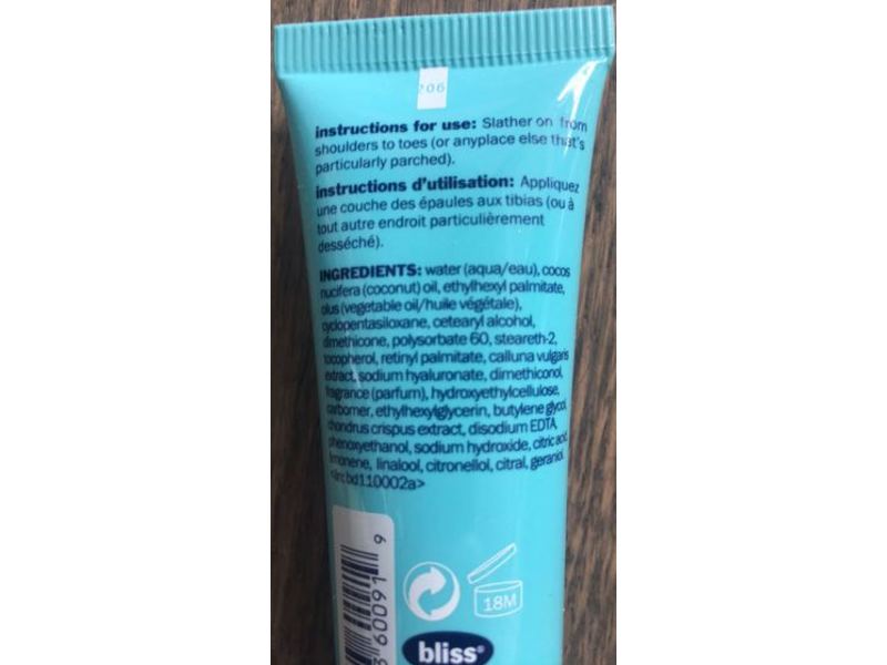 Bliss Maximum Moisture Cream Body Butter, Grapefruit + Aloe, 1.0 fl oz/30 mL