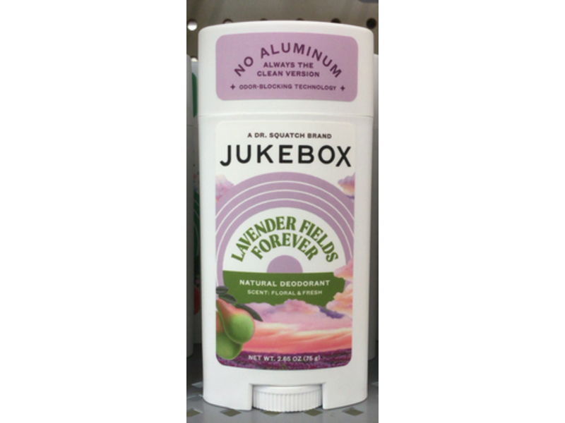 Dr. Squatch Jukebox Lavender Fields Forever Natural Deodorant, Floral & Fresh, 2.65 oz/75 g