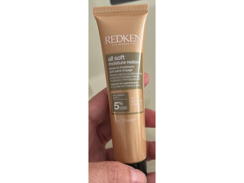 Redken All Soft Moisture Restore Leave-In Treatment, 1.0 fl oz/30 mL