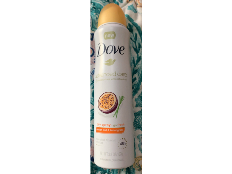 Dove Antiperspirant Dry Spray, Passion Fruit & Lemongrass, 3.8 oz/107 g