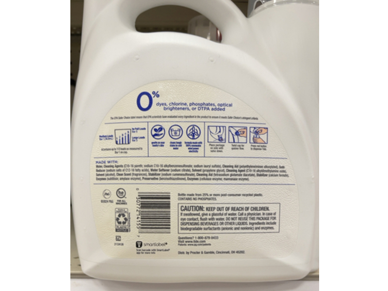 Tide Zero Liquid Laundry Detergent, Lavender Scent, 113 Loads, 149 fl oz/4.4 L