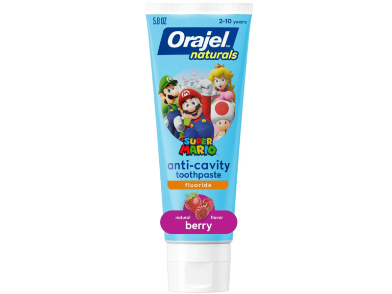 Orajel Naturals Anti-Cavity Toothpaste, Super Mario, Fluoride, Natural Berry Flavor, 5.8 oz/164 g