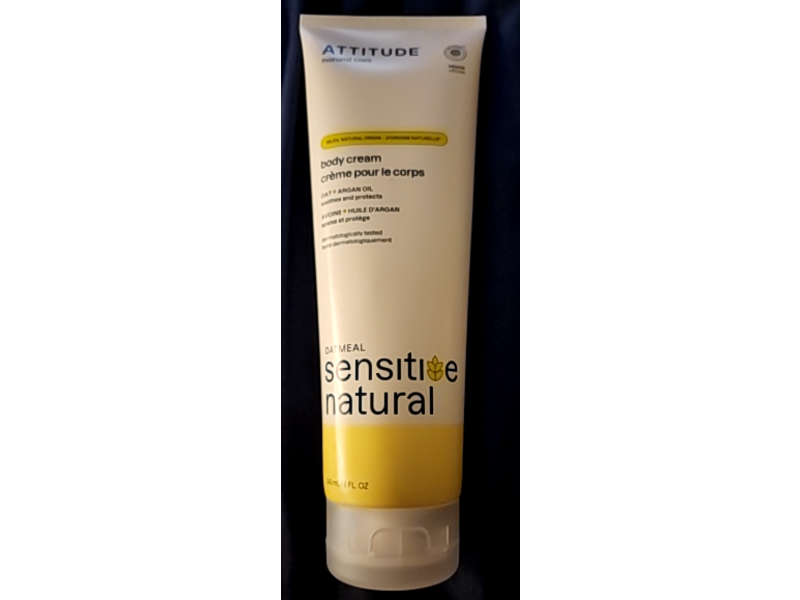 Attitude Sensitive Natural Body Cream, Argan Oil, 8 fl oz/240 mL