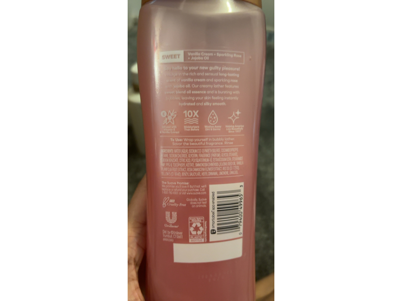 Suave Essentials Gentle Body Wash, Sweet Vanilla Silk, 18 fl oz/532 mL