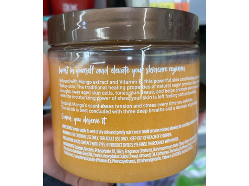 Equate Tropical Mango Shea Sugar Scrub, Mango Extract & Vitamin E, 18 oz/510 g