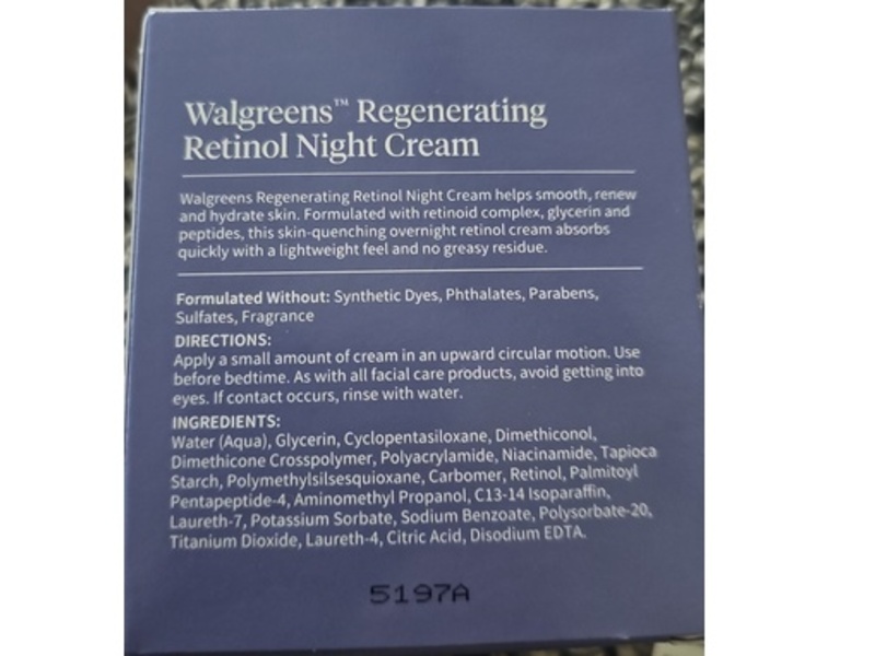 Walgreens Regenerating Retinol Night Cream, Fragrance Free, 1.7 oz/48 g