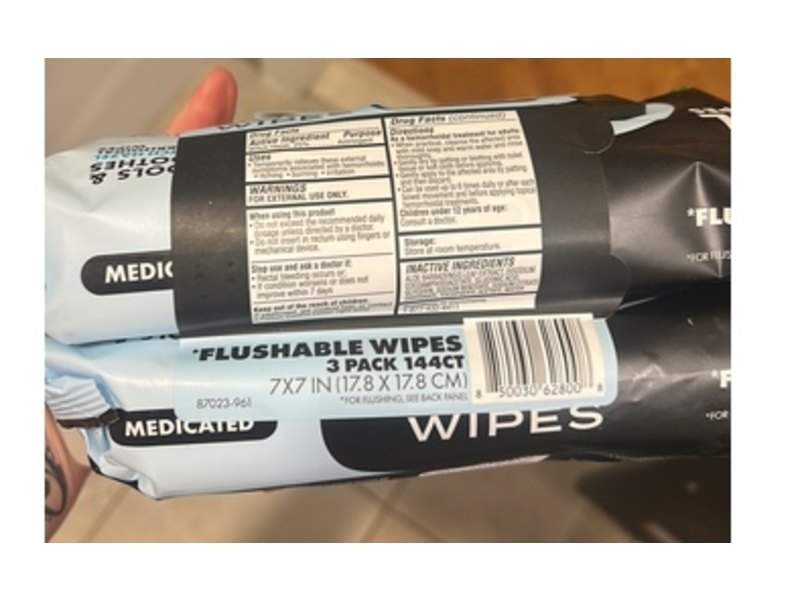 Dude Wipes Medicated Hemorrhoid Flushable Wipe, 144 Count, Pack Of 3