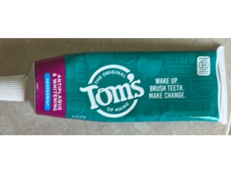 Tom's Of Maine Antiplaque & Whitening Toothpaste, Peppermint, 4.5 oz/27 g