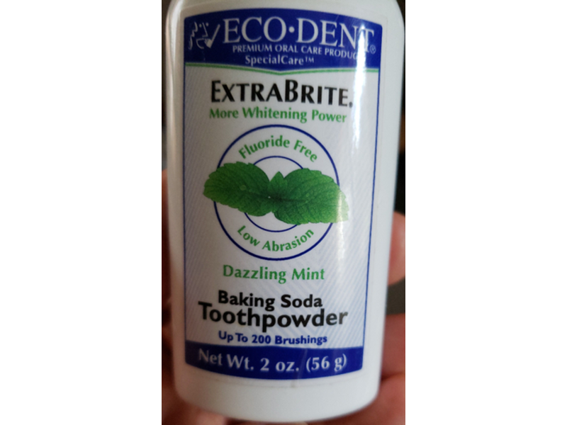 Eco-Dent Extrabrite Baking Soda Toothpowder, Dazzling Mint, 2 oz/56 g