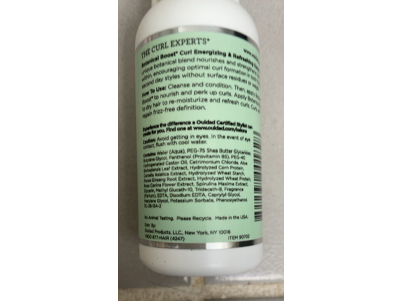 Ouidad Botanical Boost Curl Energizing & Refreshing Spray, 2.5 fl oz/75 mL